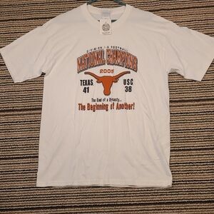 UT Texas Longhorns National Champions White Cotton Large‎ Mens T Shirt 2005 NEW